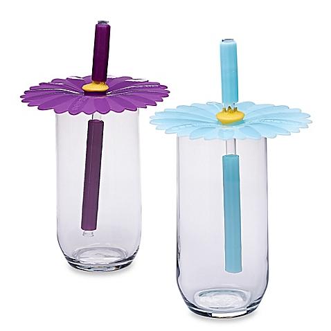 Charles Viancin® Lid with Straw in Aqua (Set of 2)