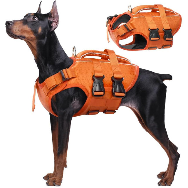 Kuoser Dog Life Jacket High Flotation, Reflective Dogs Life Vest for Swimming Boating, Adjustable Small Medium Large Dog lifejacket, Lightweight Dogs Life Preserver Rescue Handle Spring Summer Pool