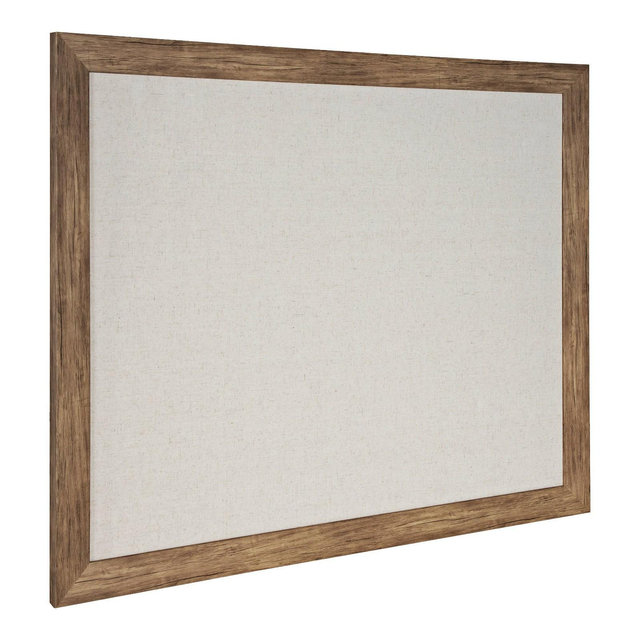 18" x 27" Beatrice Pinboard Rustic Brown - DesignOvation: Framed Linen Fabric Bulletin Board, Wall-Mounted Memo Organizer