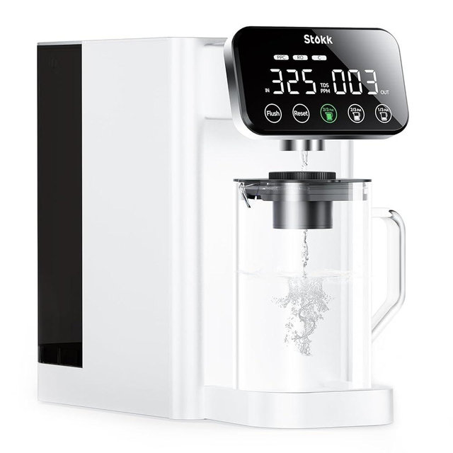Stokk E1 Reverse Osmosis Water Filter Countertop, 5 Stage RO Water Filter System with Remineralization Glass Pitcher, NSF/ANSI 58&372, Portable No Installation Water Purifier for Home Office