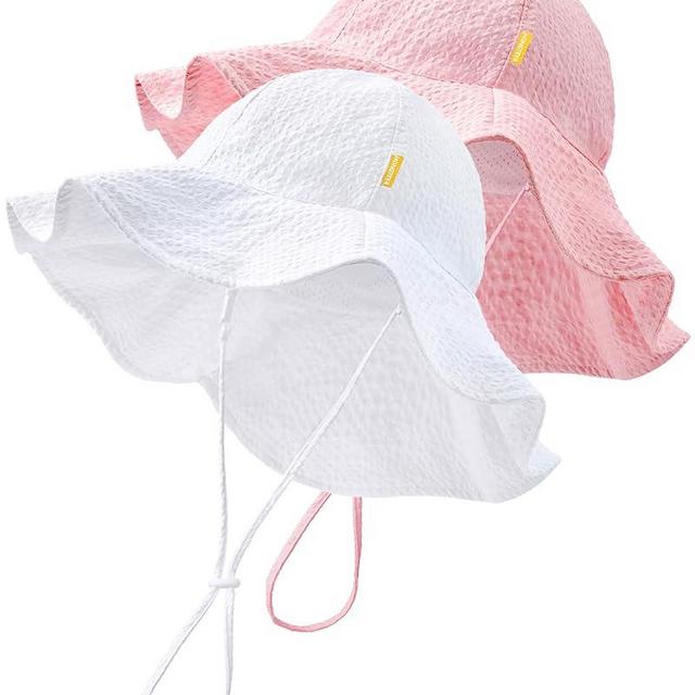 HONGTEYA Baby Sun Hat Toddler Girl Beach Hat Adjustable Outdoor Summer Hat UPF 50+ Sun Protection Wide Brim Infant Kids