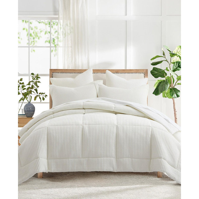 Levtex Mills Waffle Textured 3-Pc. Duvet Cover Set, Full/Queen