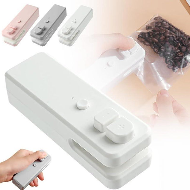 2 in 1 Bag Cutter and Sealer, 2024 Upgrade Bag Sealer Heat Seal, Portable Vacuum Food Sealer Bag Sealing Machine for Plastic Bags Snack Bags(White)