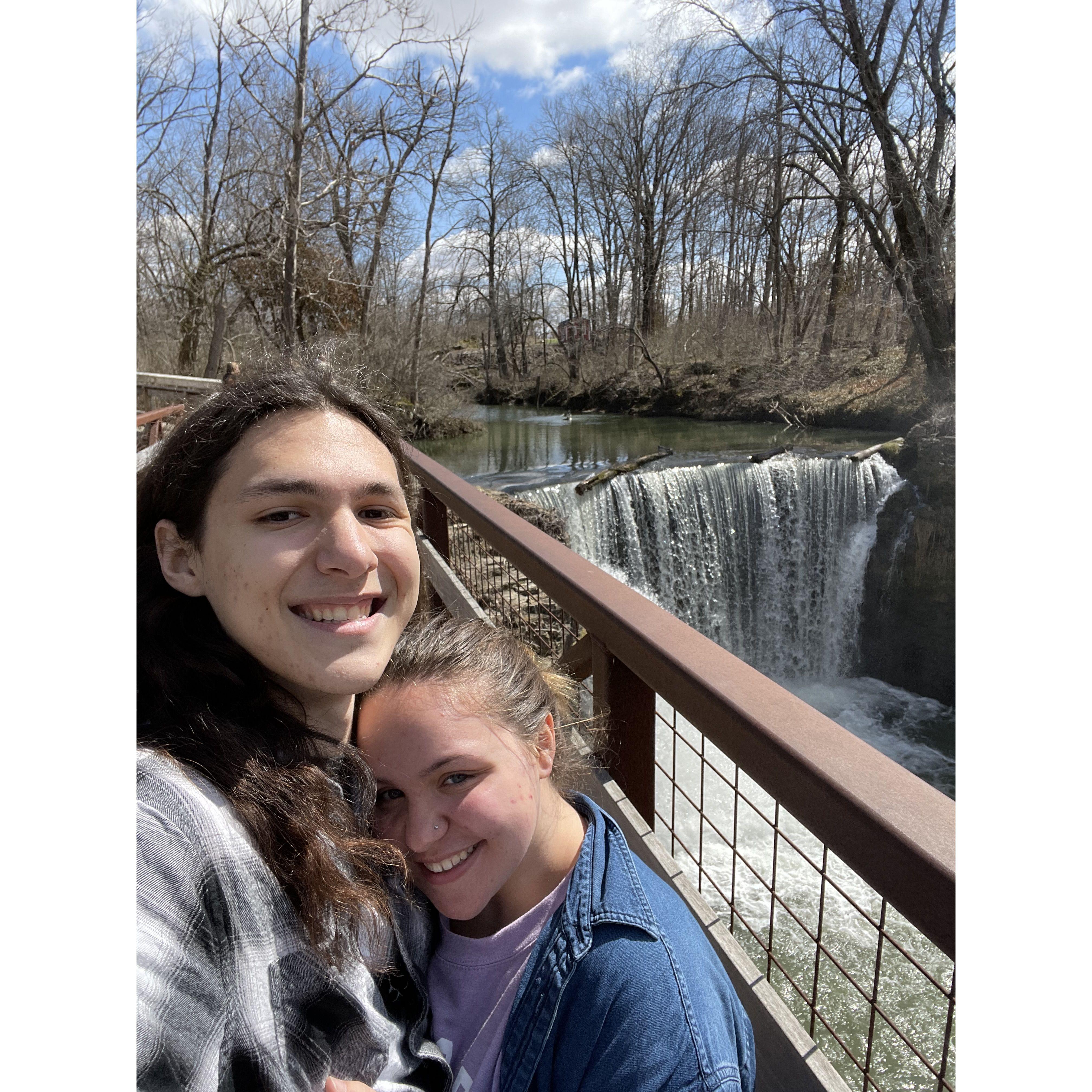 us at the waterfall