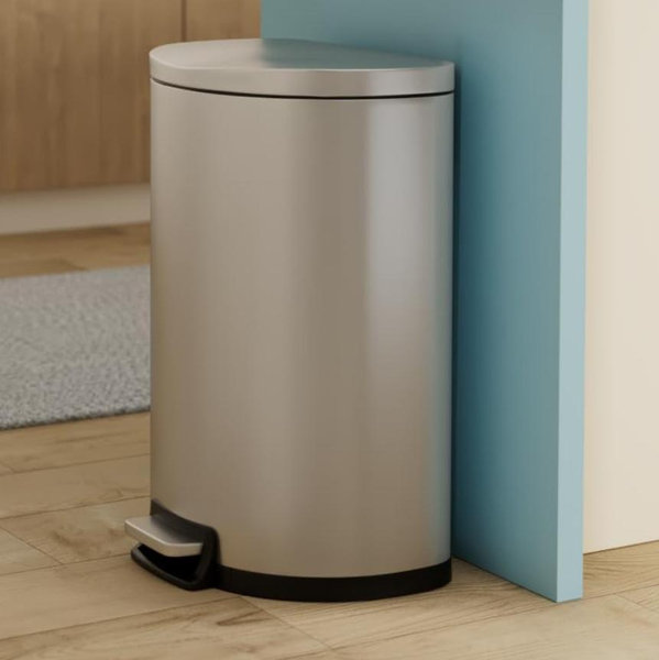 QUALIAZERO 50L/13Gal Heavy Duty Hands-Free Stainless Steel Commercial/Kitchen Step Trash Can, Fingerprint-Resistant Soft Close Lid Trashcan, 13Gal, D Shape
