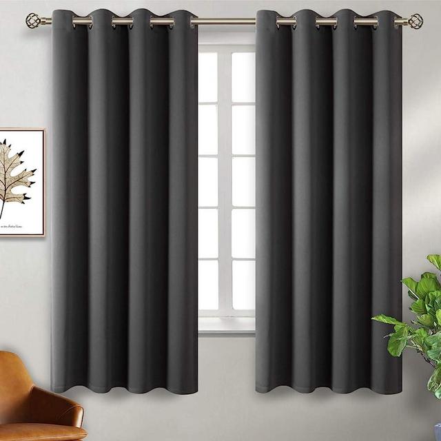 BGment Blackout Curtains for Bedroom - Grommet Thermal Insulated Room Darkening Curtains for Living Room, Set of 2 Panels, Each 46 x 63 Inch, Dark Grey