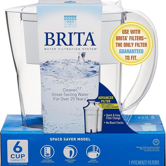 Brita Space Saver 6-Cup Pitcher with 2 Advanced Filters Included