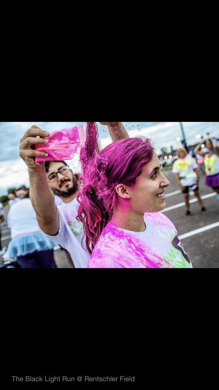 Black light race. Photographer stopped us to take pic 😊