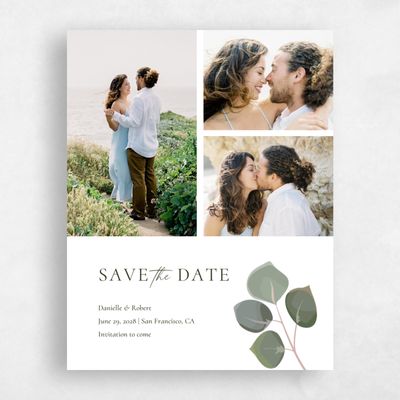 White Fall Wedding Save the Date - Bransford Multiphoto