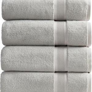 Luxury Bamboo Rayon Bath Towel Set of 4 | 35% Bamboo Rayon - 65% Cotton | Absorbent Quick-Dry Towels for Bathroom | Oeko-TEX Standard 100 Cotton | Grey - 4 Pack
