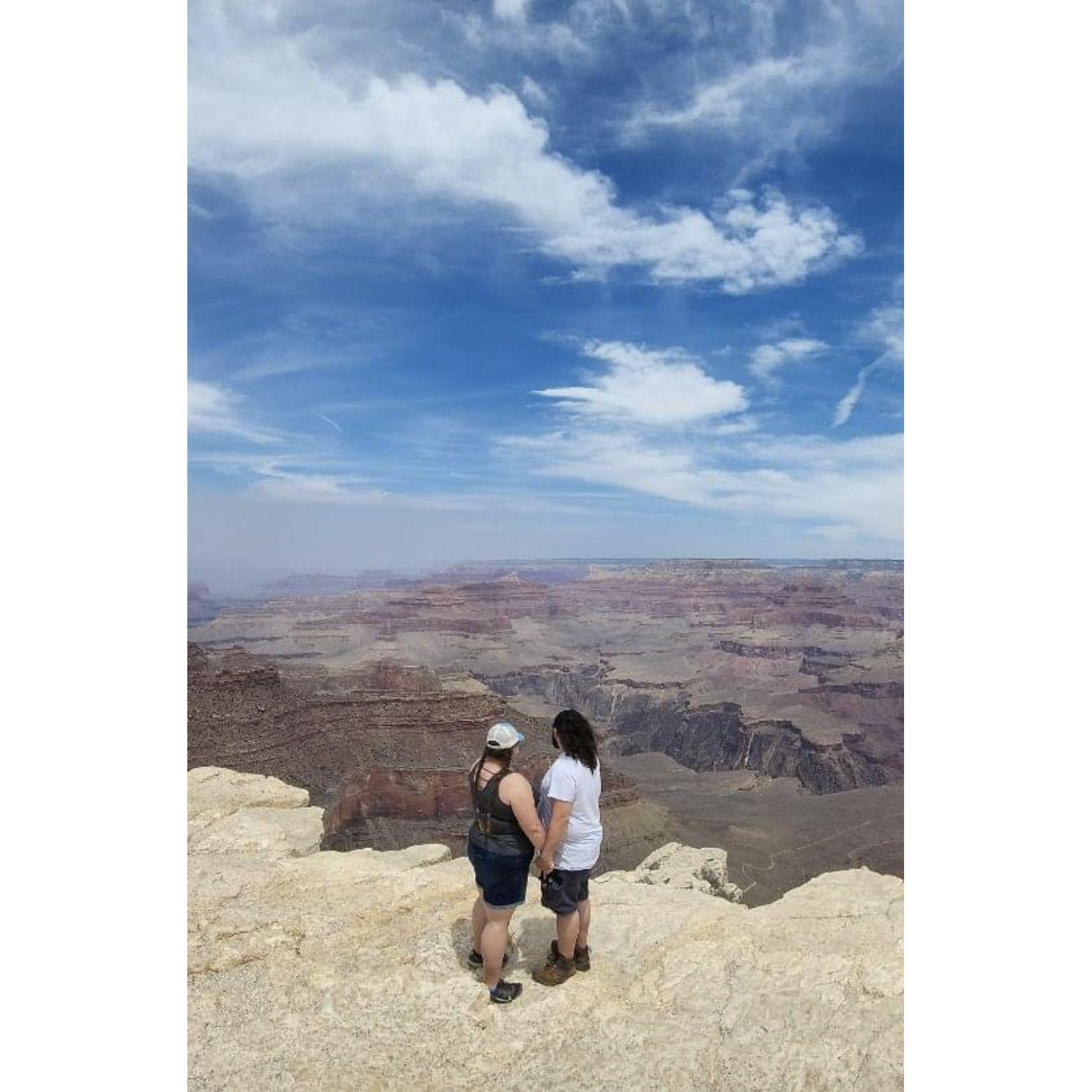 While looking out over the Grand Canyon, Pat snapped this pic of us.