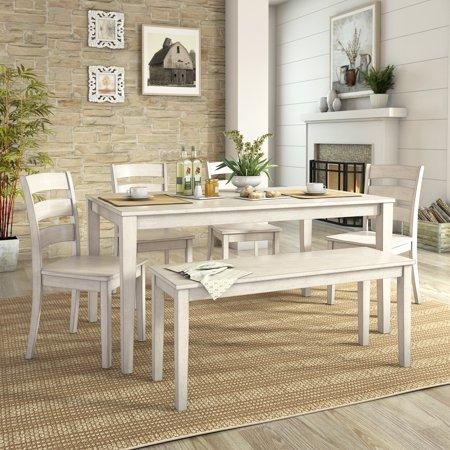 Dining Set with Bench and 4 Chairs