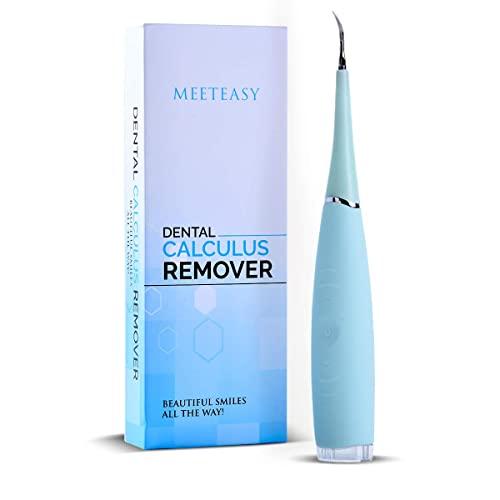 Electric Sonic Dental Calculus Plaque Remover Tool Kit - Tooth Scraper Tartar Removal Cleaner - Teeth Stain Eraser Polisher - Remove Tarter for Kids Adult - 100% Proven Safe Effective (Sky Blue)
