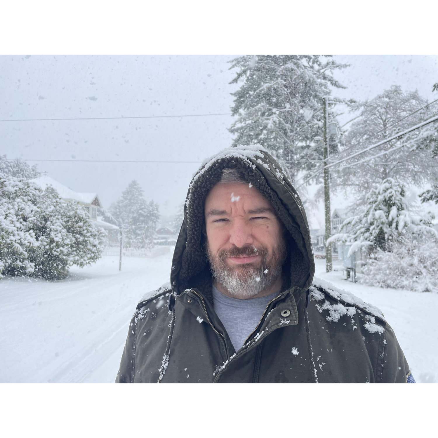 Chris "enjoying" the snow