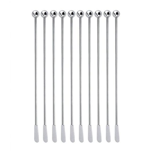 BarSoul Swizzle Sticks Stainless Steel Coffee Beverage Stir Sticks Reusable with Small Rectangular Paddles Set of 10