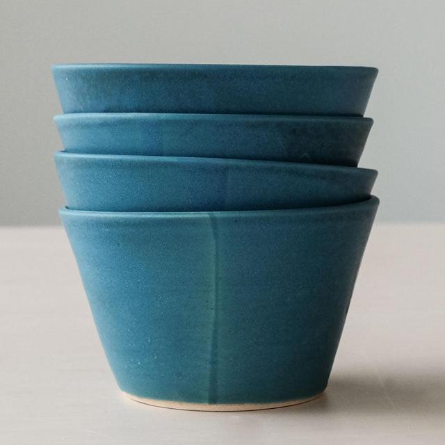 Set of 4 Blue Ice Cream and Cereal Bowls