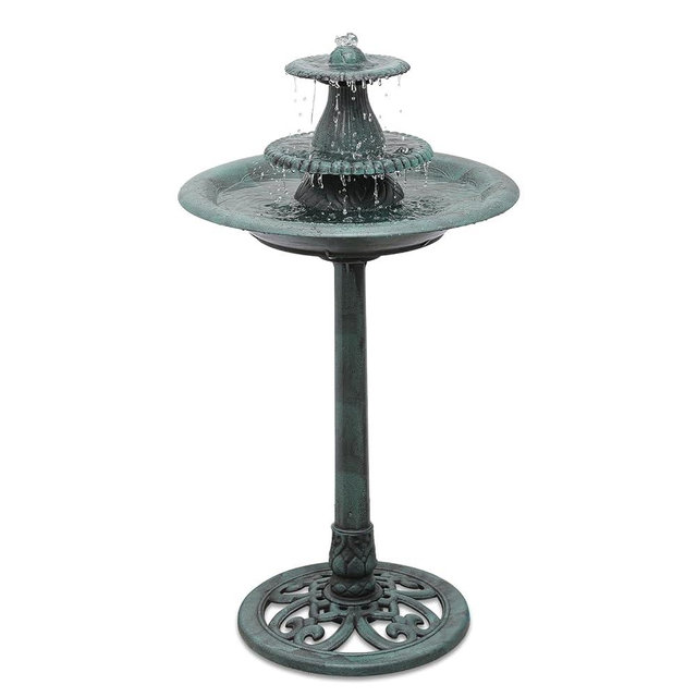 Magshion Outdoor Garden Bird Bath, 35 inch Pedestal Water Fountain and Birdbath, Waterfall with Recirculating Pump for Garden Patio Backyard Décor, Green