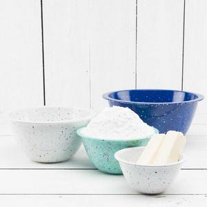 Confetti Recycled Plastic Mixing Bowl Set - Mint, White & Blue