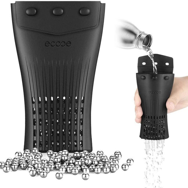 ecooe 1200 PCS Decanter Cleaning Beads with Black Silicone Bag Reusable Stainless Steel Cleaning Balls, Metal Cleaning Balls for Wine Decanter, Narrow Neck Glass Bottle, Carafe, Vase