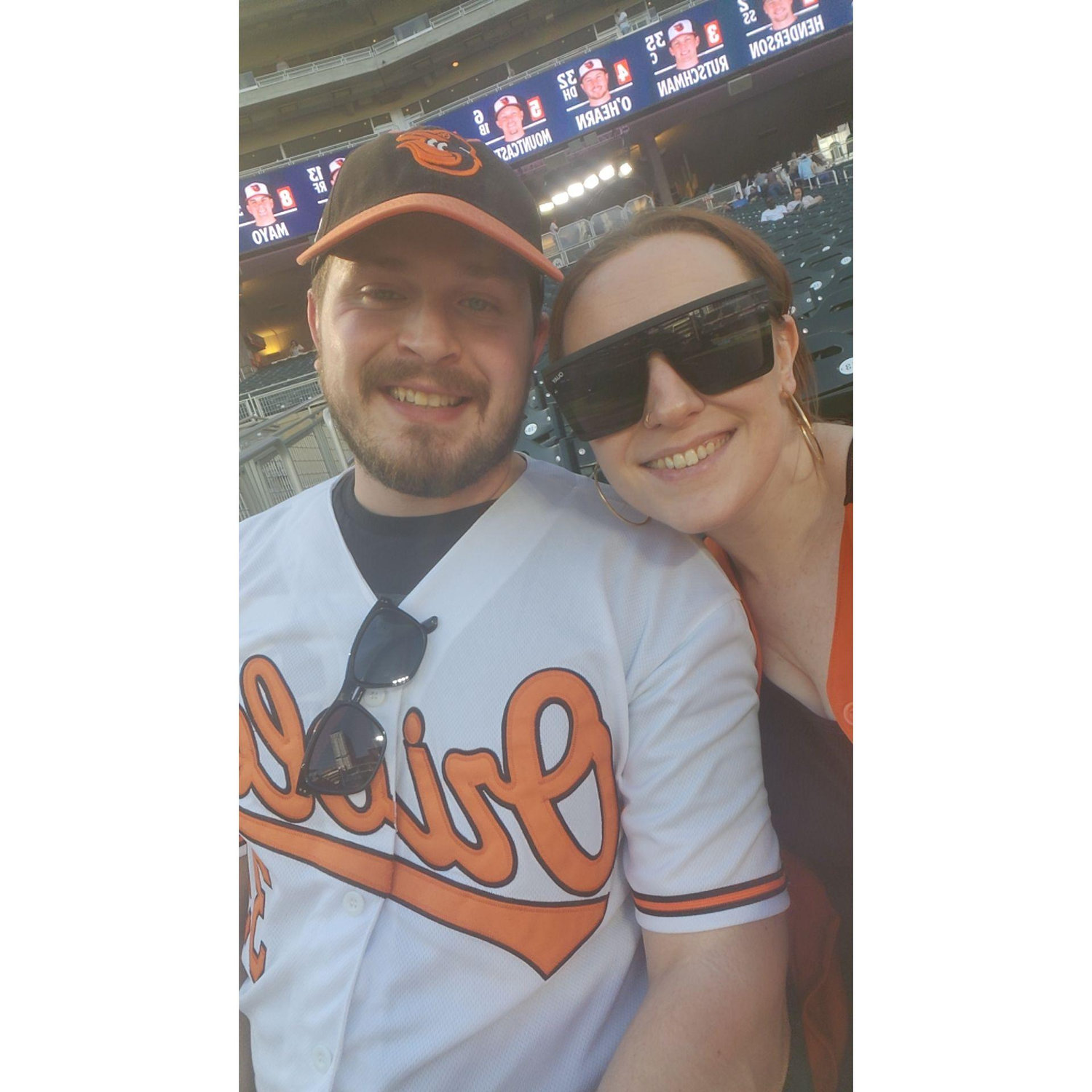 Our first baseball game together. It was for Joe's 30th birthday!