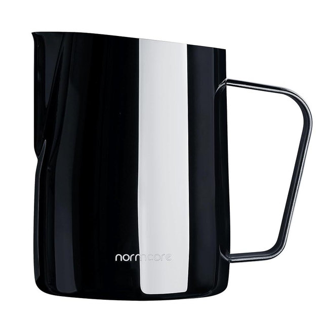 Normcore Steaming Pitcher, 15.2 oz Milk Frother Jug with Round Spout, Premium Barista Tools for Precision Latte Art, Measurement on the Inside, Gun-Metal Black, 450 ml