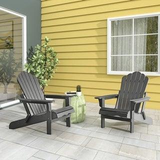 Haven Folding Poly Resin Plastic Adirondack Chair, Set of 2 - Gray