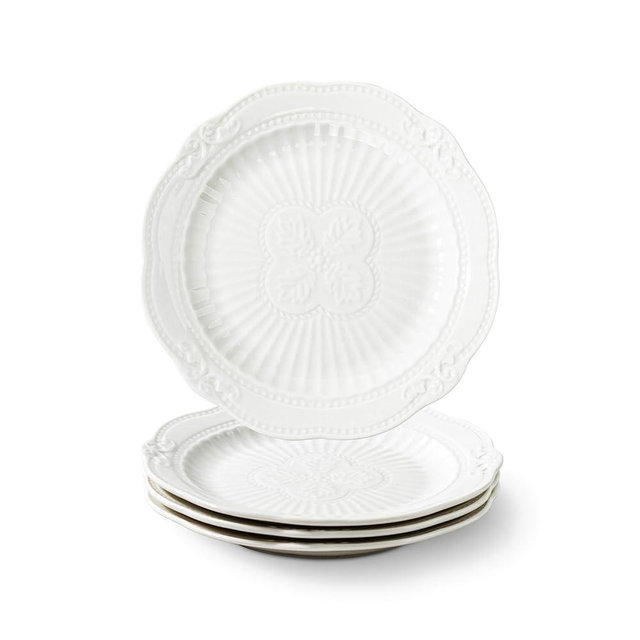 SHIDACHENG White Small Dessert Plates Set of 4,Ceramic Dinner Dishes 6 Inch for Appetizer, Fruits, Cake, Salad,Microwave Safe,Christmas Gift