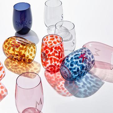 Animal Print Acrylic Stemless Wine Glasses, Set of 8