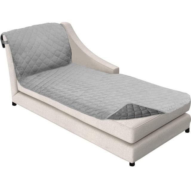 Sofa Shield Patented Chaise Lounge Couch Cover, Reversible L Shaped Corner Chair Slipcover, Microfiber, Durable Tear Resistant Furniture Stain Protector with Straps, Washable 102x34, Lt Gray Charcoal