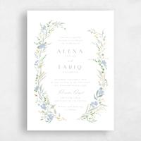 Blue Wedding Invitation - Darcy Portrait Foil