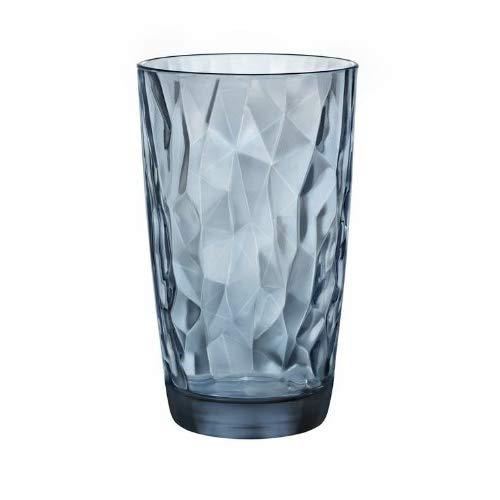 Bormioli Rocco Diamond Cooler Glasses, Ocean Blue, 16 oz, Set of 6