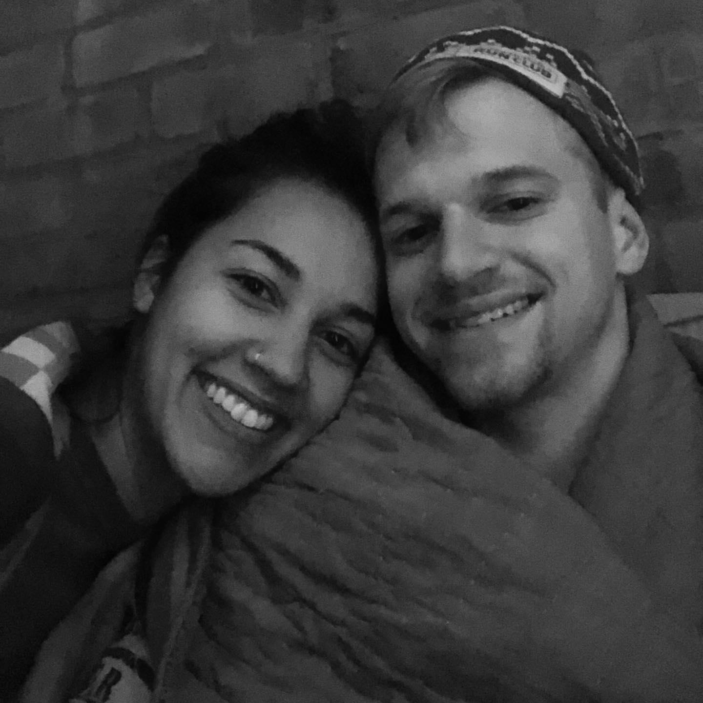 Having a nightly chat on the balcony celebrating our one year