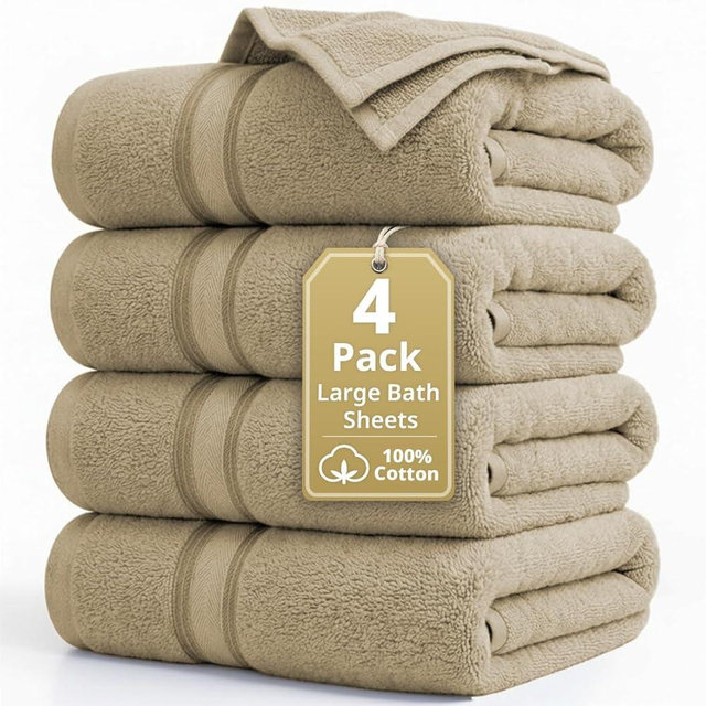 LANE LINEN 100% Cotton Large Bath Towels - Zero Twist – Designed to Last Longer Turkish Towel Sets - Soft, Quick Dry & Super Absorbent - Wrap Yourself in Cloud-Like Comfort After Every Shower - Taupe