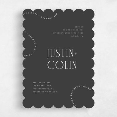 Black Scalloped Wedding Invitation - Vence Portrait
