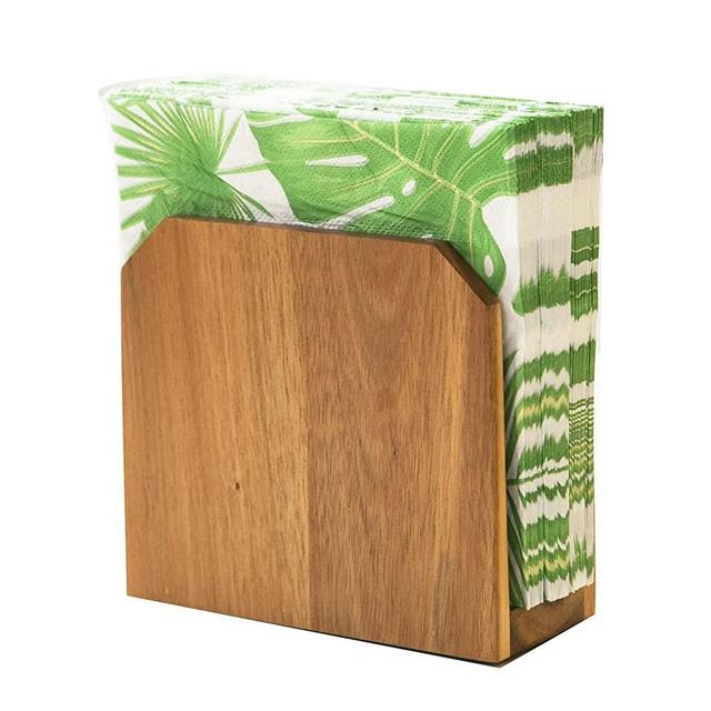 Nelybet Napkin Holder for Table , Acacia Wooden Napkin Holders for Kitchen, Rustic Farmhouse paper Napkins holder for Kitchen Dining Room Counter tops Decor , Brown 6"x5.1"