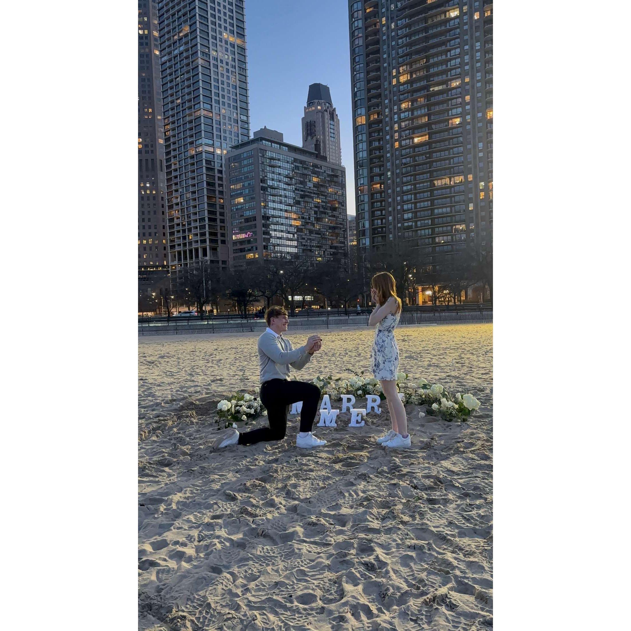 He proposed exactly a year after our first date, back in Chicago where it all started.