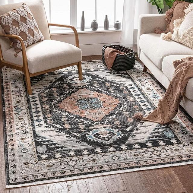 Well Woven Jolena Multi Black Vintage Oriental Distressed Medallion Pattern Boho Area Rug 5x7 (5'3" x 7'3")