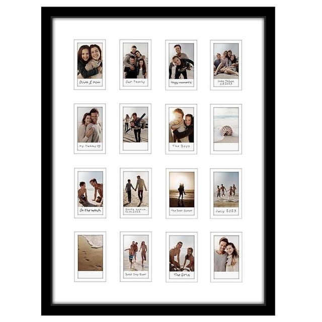 Americanflat 15x20 Instant Film Frame in Black - Instant Mini Film Frame with 16 Openings - Collage Picture Frame with Double White Mat and Polished Plexiglass Cover for Wall Display