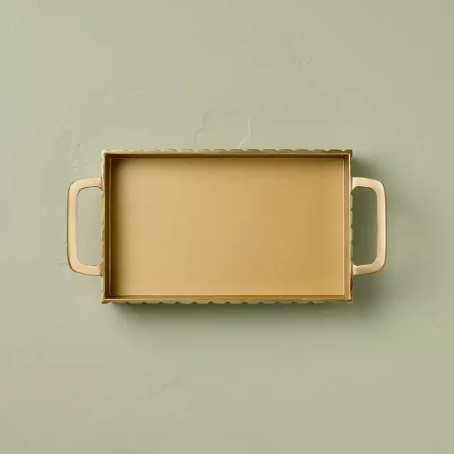 Modern Fluted Metal Decor Tray Brass Finish - Hearth & Hand™ with Magnolia