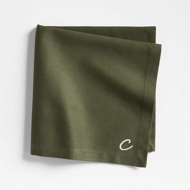 Personalized Organic Cotton Napkins, Burnt Green, Set of 8