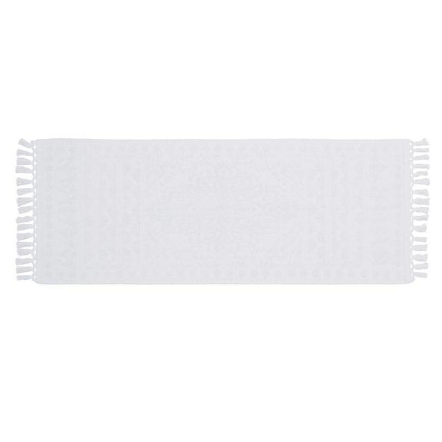 French Connection Nellore Bathroom Rugs, Woven and Beaded Bathroom Mats, Durable Non-Slip Bath Rugs, Thick Bath Mats for Bathroom and Shower Rugs, 24" x 64", White