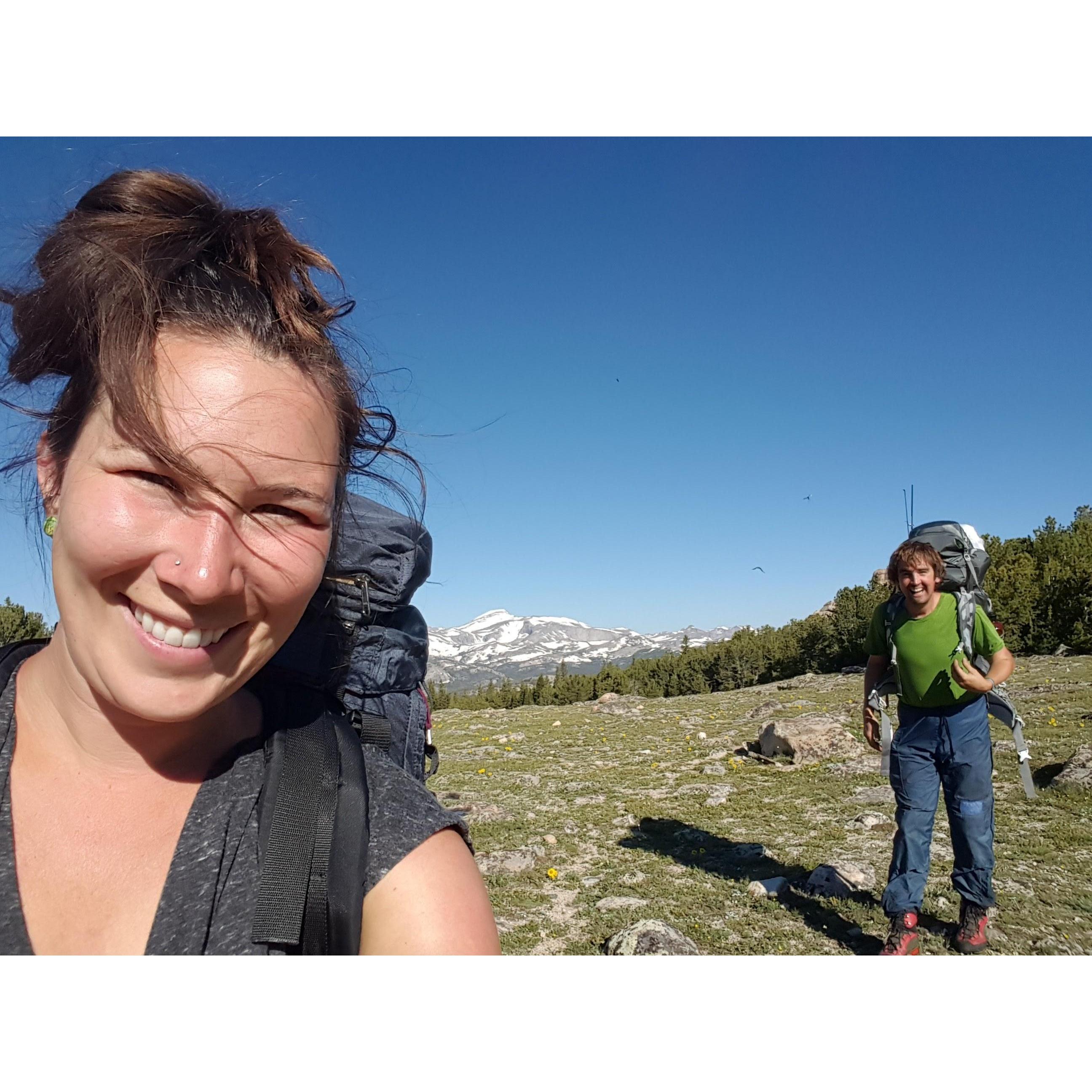 Backpacking in the Winds. We love to explore the wildreness and great outdoors. Matthew caught trout for even meal this trip and enticed Rachel with his Trout Risotto.