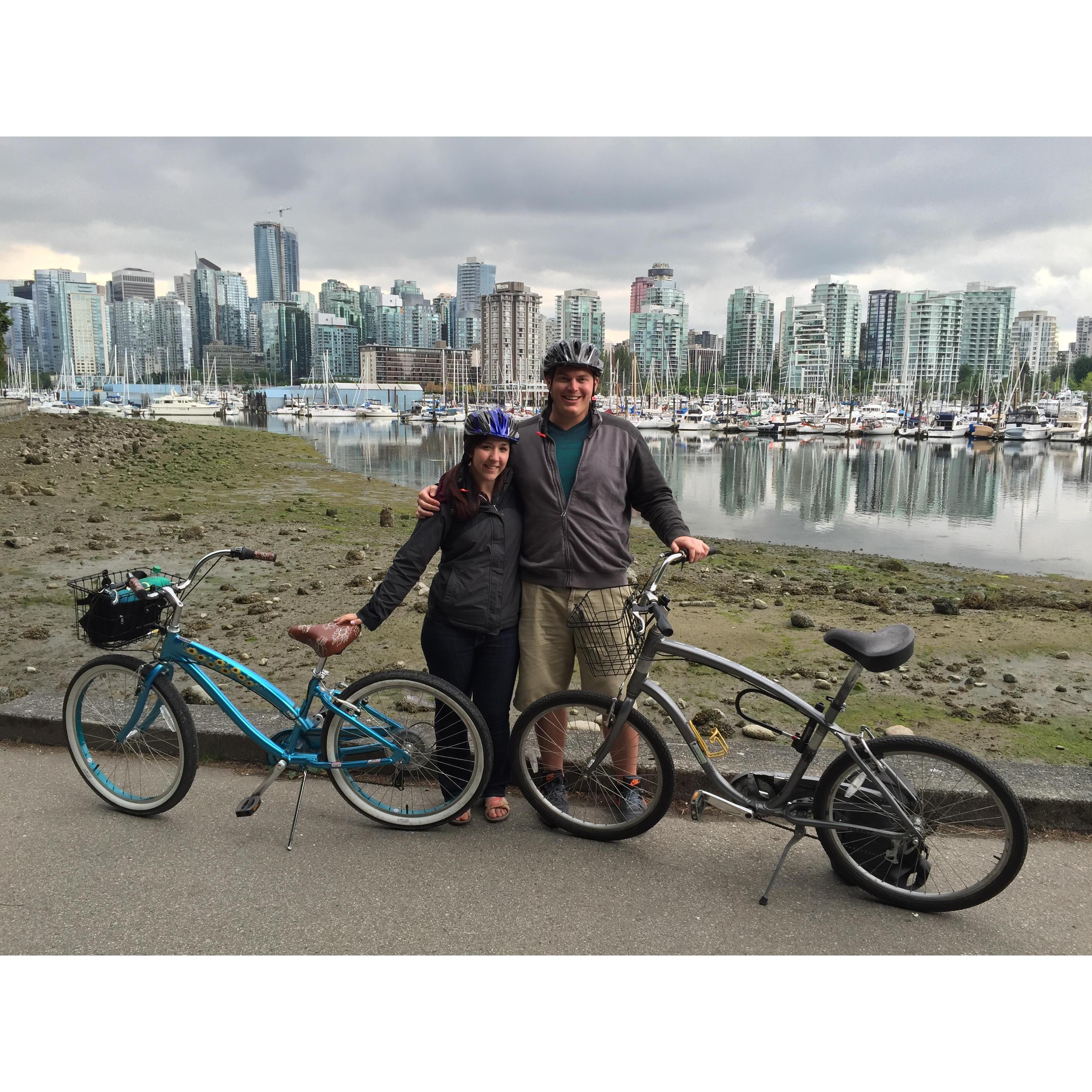 We love adventuring together. Here we are biking in Vancouver