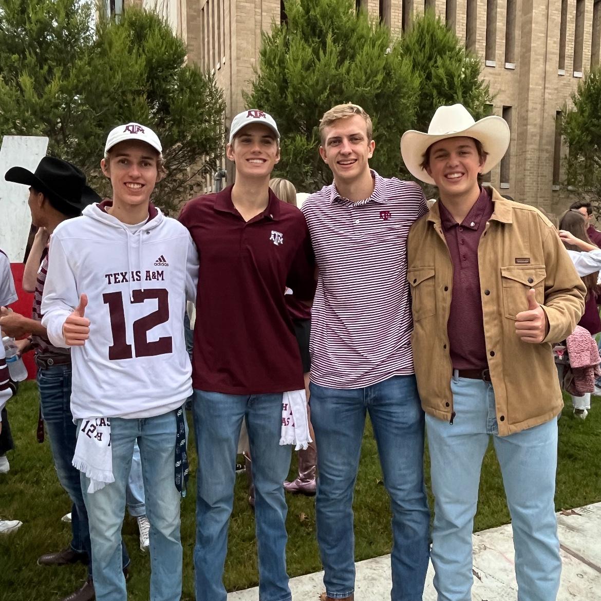 Carter with his roommates! Ethan, Luke, and Bryce are 3 of his groomsmen.