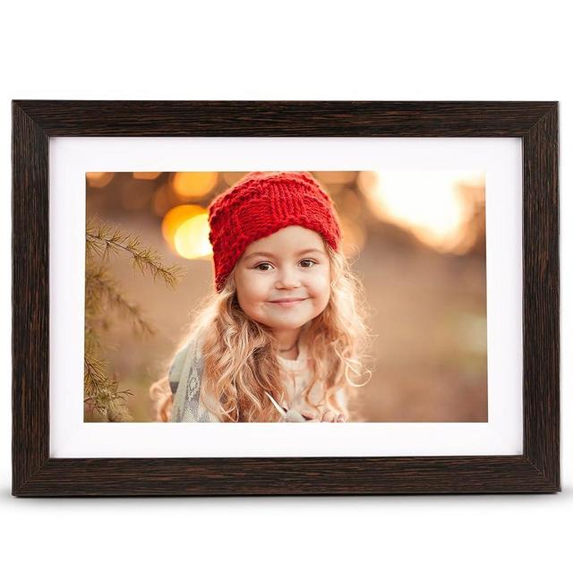 Ciowain Digital Picture Frame,WiFi Digital Photo Frame,IPS LCD Touch Screen,16GB Storage, Auto-Rotate,Share Photos and Videos from Anywhere Instantly via FREMEO APP (10.1 Inch Brown Wood Frame)