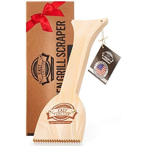 Easy Function Grill Scraper - Wooden BBQ Grill Brush Cleaner Alternative - Enjoy Safe & Bristle Free Barbecue