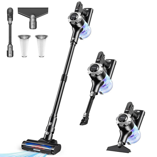 Trucozie Cordless Vacuum Cleaner, 8-in-1 Lightweight Stick Vacuum with 45mins Runtime, Powerful Suction, Rechargeable Cordless Vacuum for Carpet, Tile, Pet Hair, Hardwood, All Black
