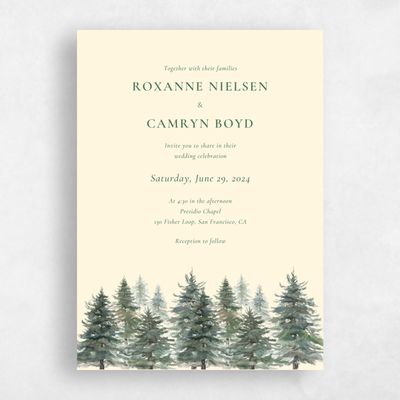 Cream, Beige Wedding Invitation - Kelton Portrait