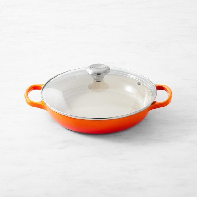 Le Creuset Signature Enameled Cast Iron Braiser with Glass Lid, 2 1/4-Qt., Flame