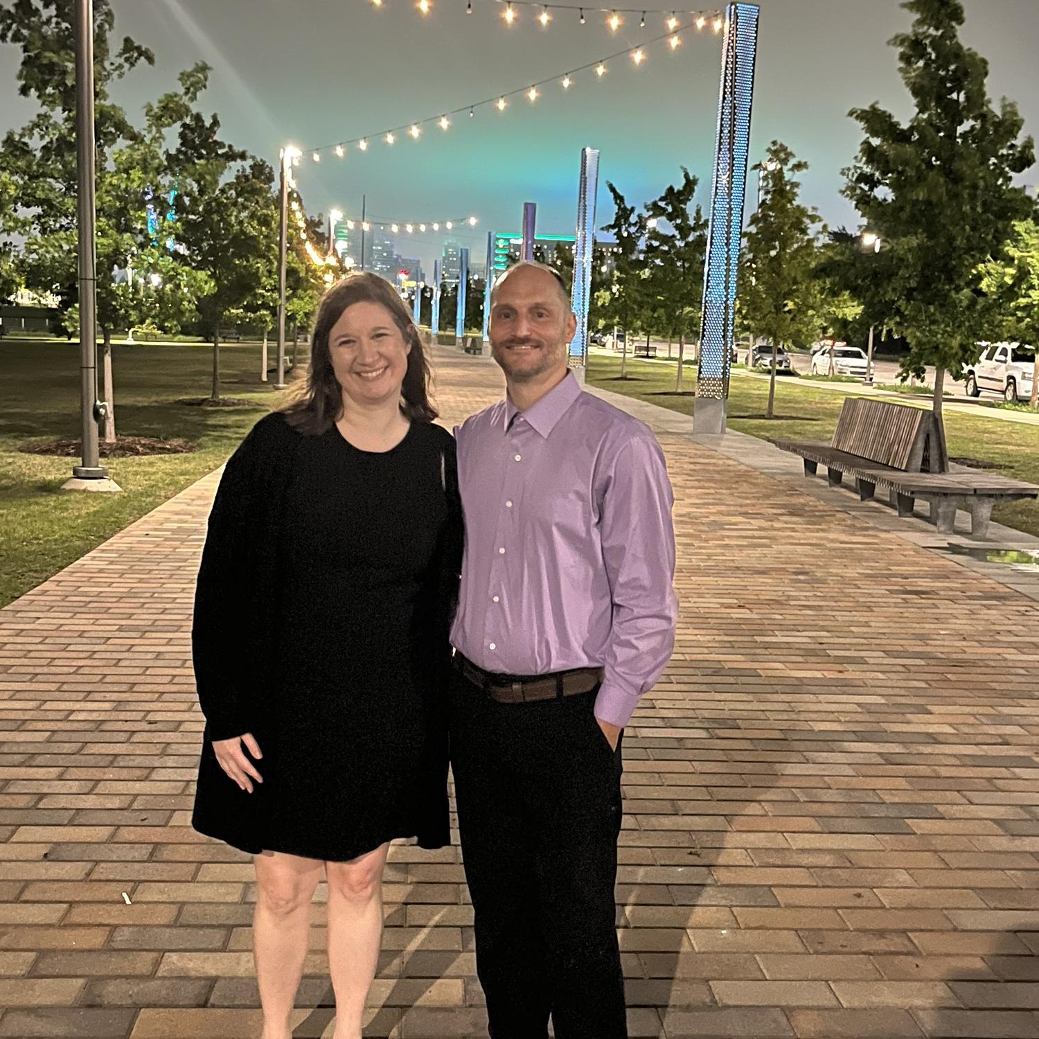 Their first date was to dinner in downtown OKC and a walk at Scissortail Park with friends.